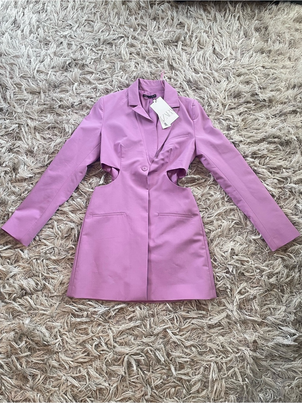 Zara Lilac Cutout Long Sleeve Dress